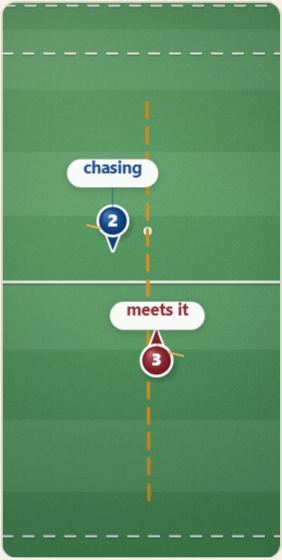 Meet the ball, do not chase it, drawn on a polo pitch